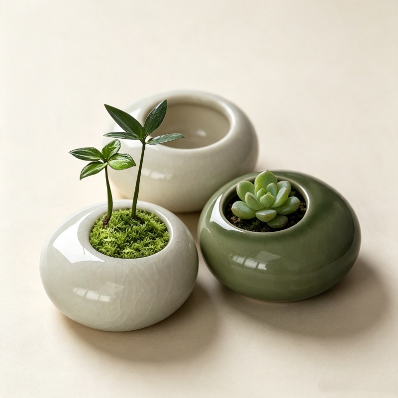 Mini Ice Crack Glazed Plant Po - огляд і ціна Bonsai Garden Art