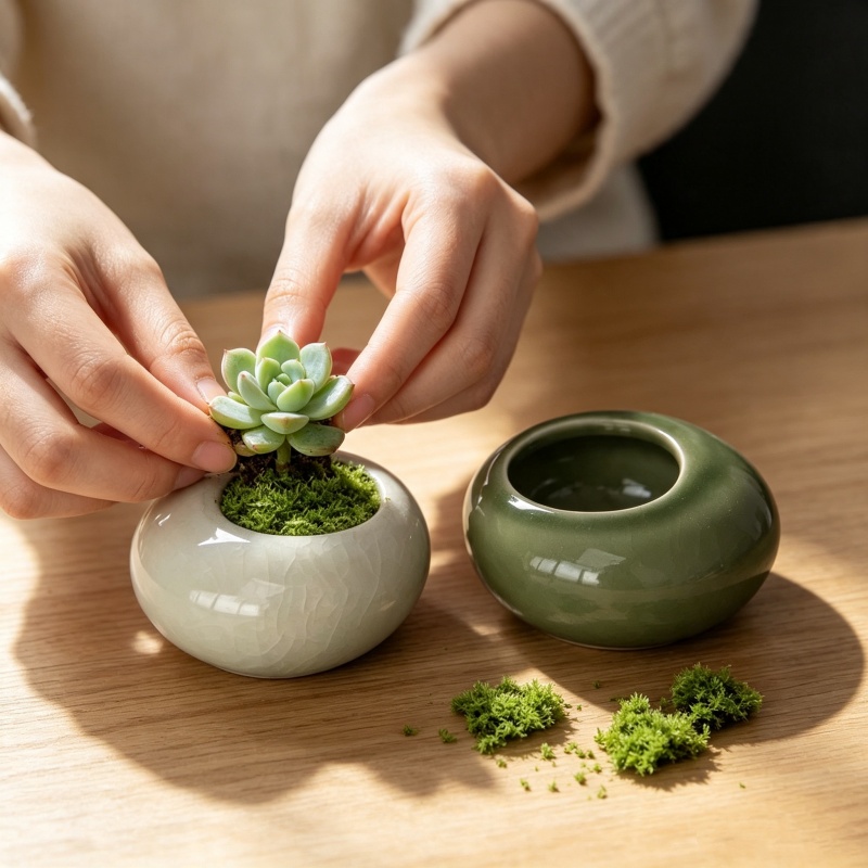 Mini Ice Crack Glazed Plant Po - огляд і ціна Bonsai Garden Art