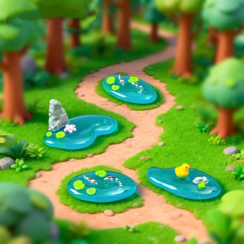 【S】Mini Resin Pond Ornaments W - огляд і ціна Bonsai Garden With Koi Pond